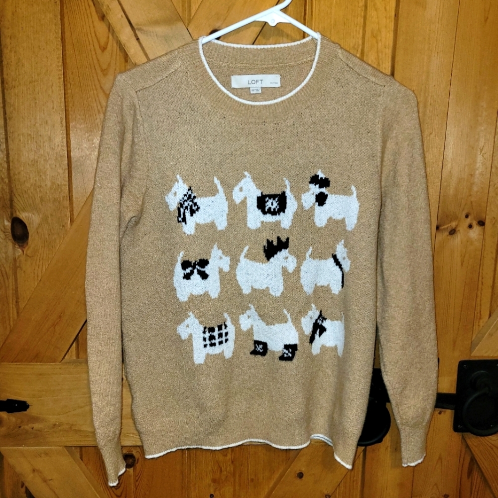 LOFT Westie Novelty Sweater, size X small Petite